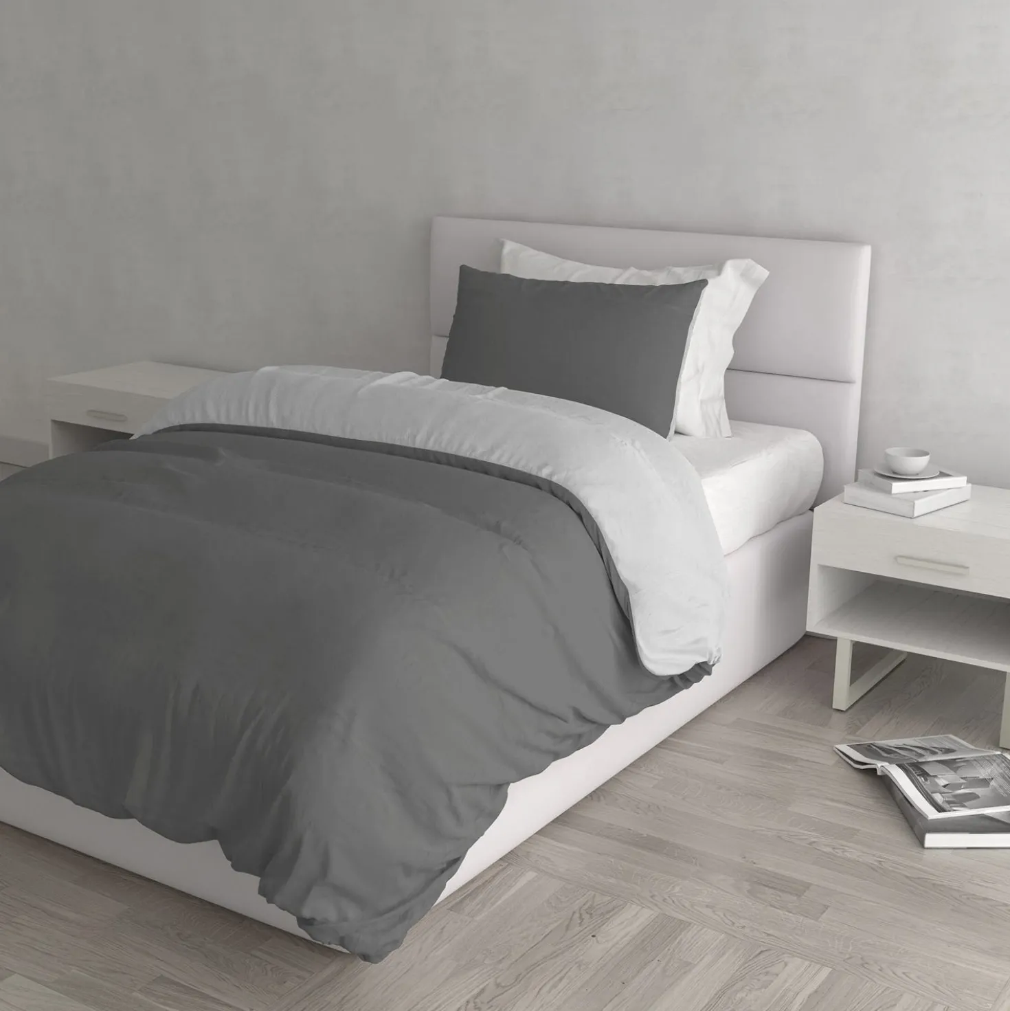 Parure copripiumino 1 piazza e mezza fumo grigio Color Datex