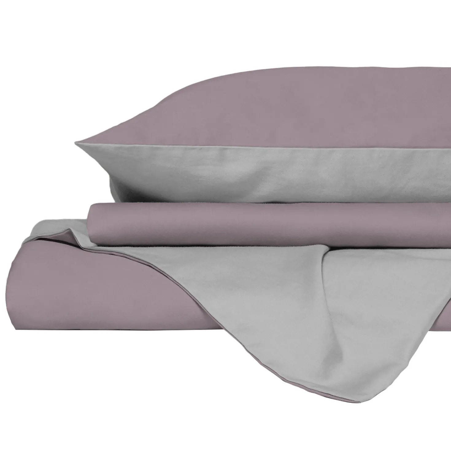 Parure copripiumino singola Natural double face rosa grigio Datex