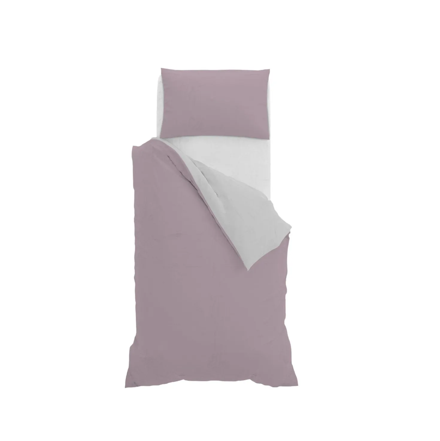 Parure copripiumino singola Natural double face rosa grigio Datex