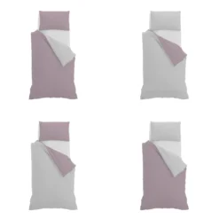 Parure copripiumino singola Natural double face rosa grigio Datex