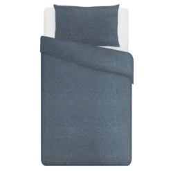 Parure copripiumino singolo blu jersey melange