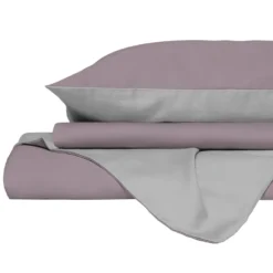 Parure copripiumino una piazza e mezza Natural double face rosa grigio Datex