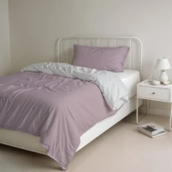 Parure copripiumino una piazza e mezza Natural double face rosa grigio Datex