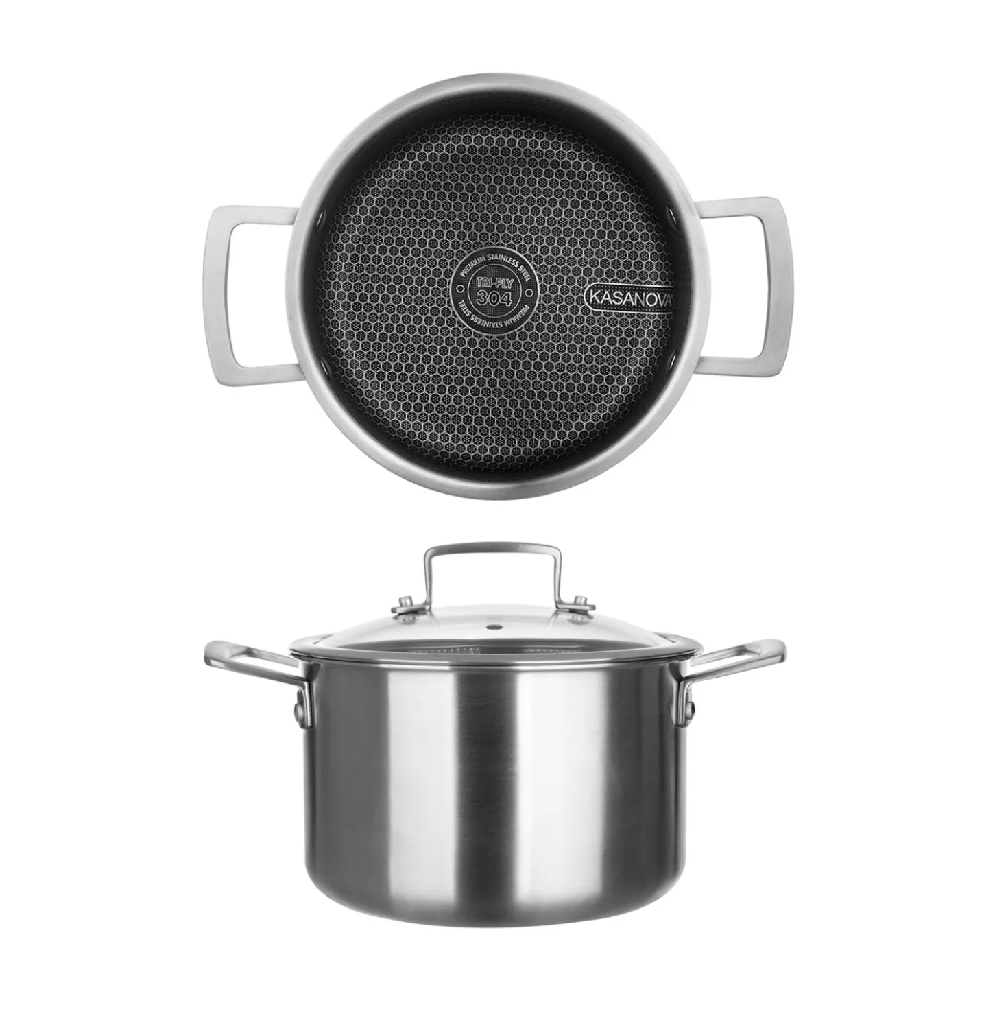 Pentola 20 cm con coperchio a 3 strati Tri - ply