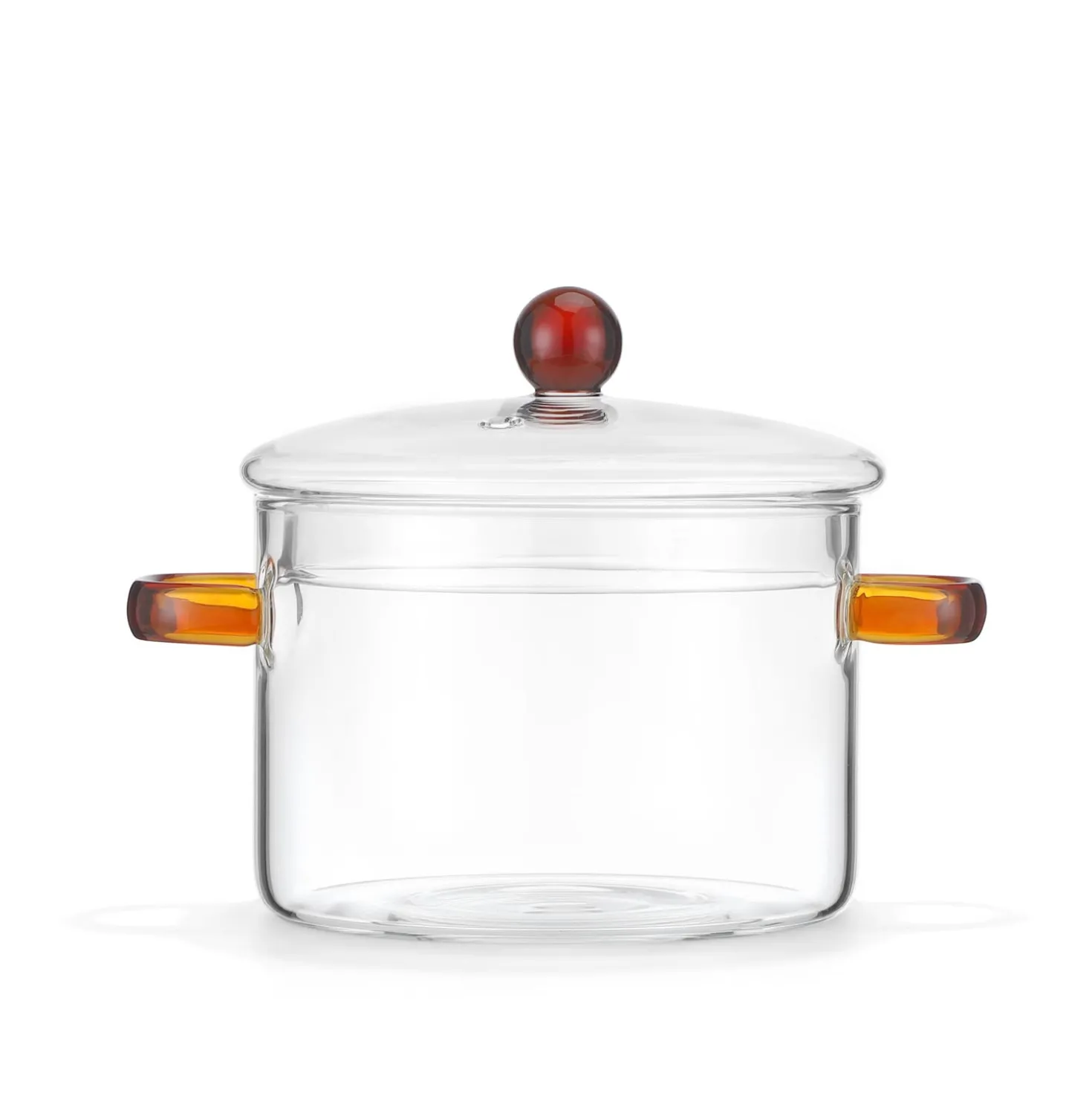 Pentola 1,5 L vetro borosilicato con coperchio manici ambra