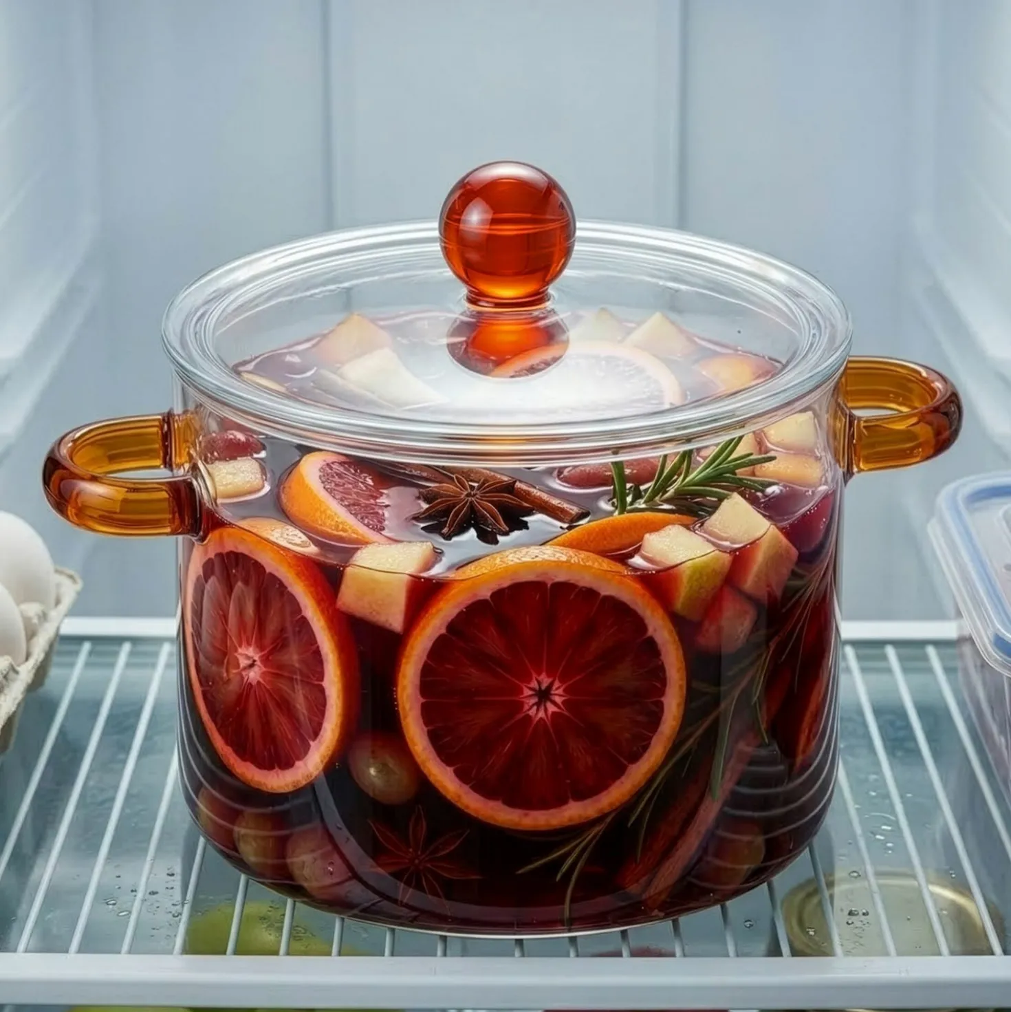 Pentola 1,5 L vetro borosilicato con coperchio manici ambra
