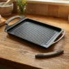 Piastra antiaderente 45x27 cm manici in silicone