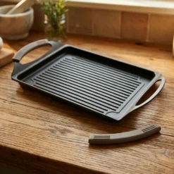 Piastra antiaderente 45x27 cm manici in silicone