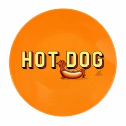 Piattino decorativo vetro 15 cm Hot dog arancione