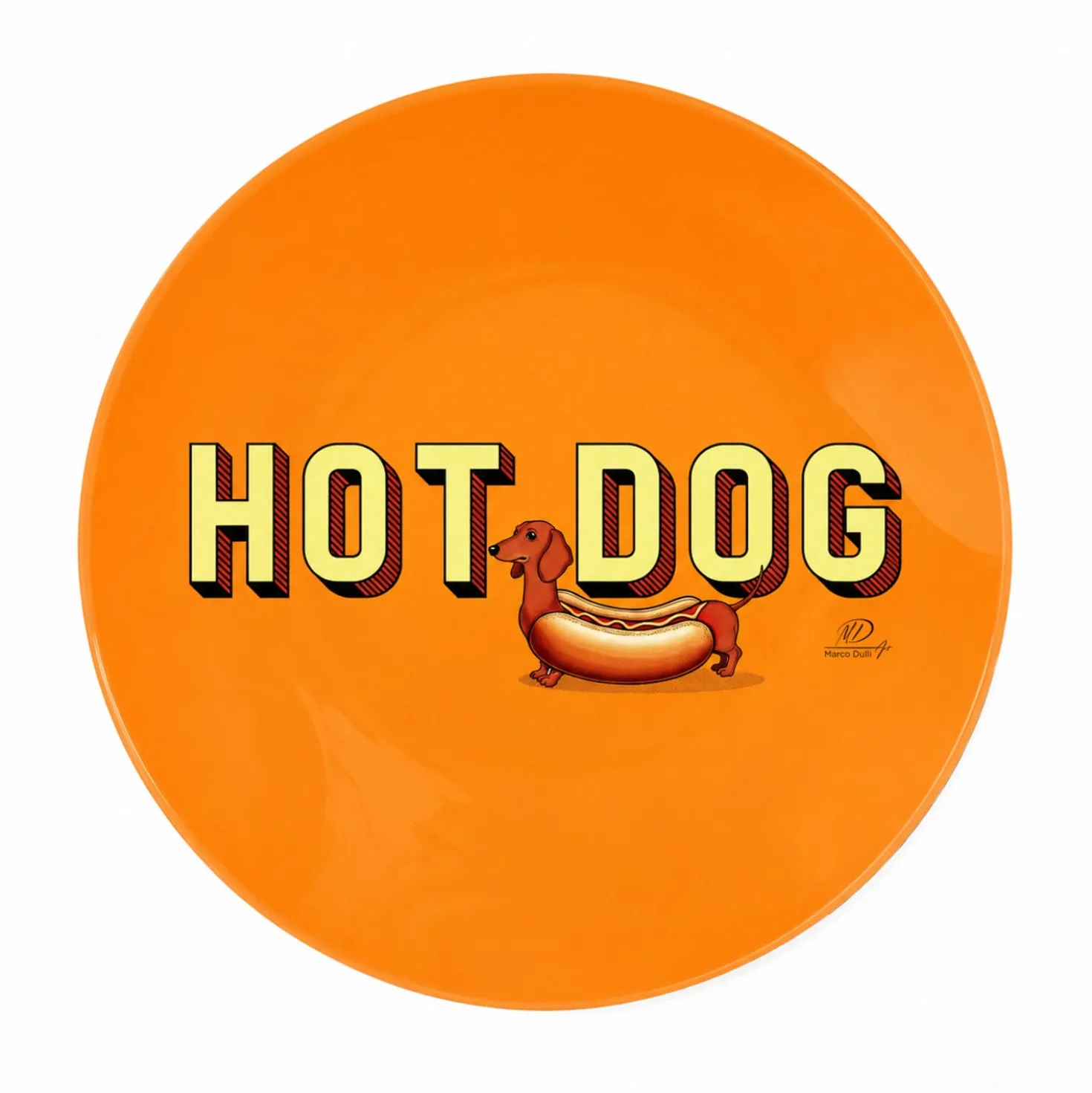 Piattino decorativo vetro 15 cm Hot dog arancione