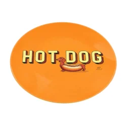 Piattino decorativo vetro 15 cm Hot dog arancione