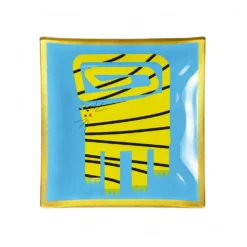 Piattino decorativo vetro 13x13 cm Gatto azzurro