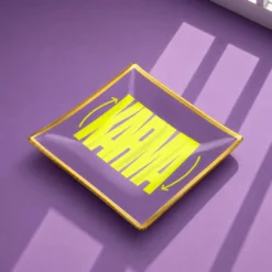 Piattino decorativo vetro 13x13 cm Karma viola