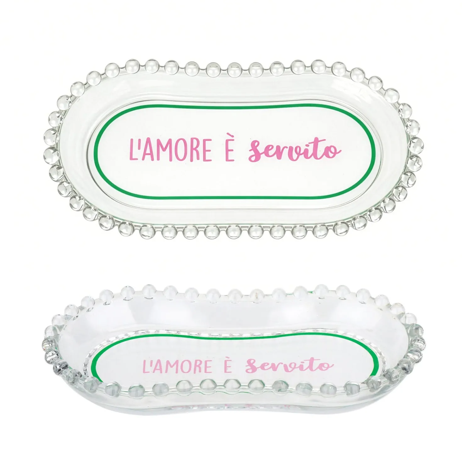 Piattino ovale vetro Amore servito Color Bloom