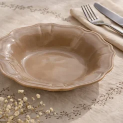 Piatto fondo 22 cm ceramica Baroque tortora