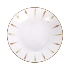 Piatto fondo in porcellana pennellato verde marrone 20,2 cm Petali
