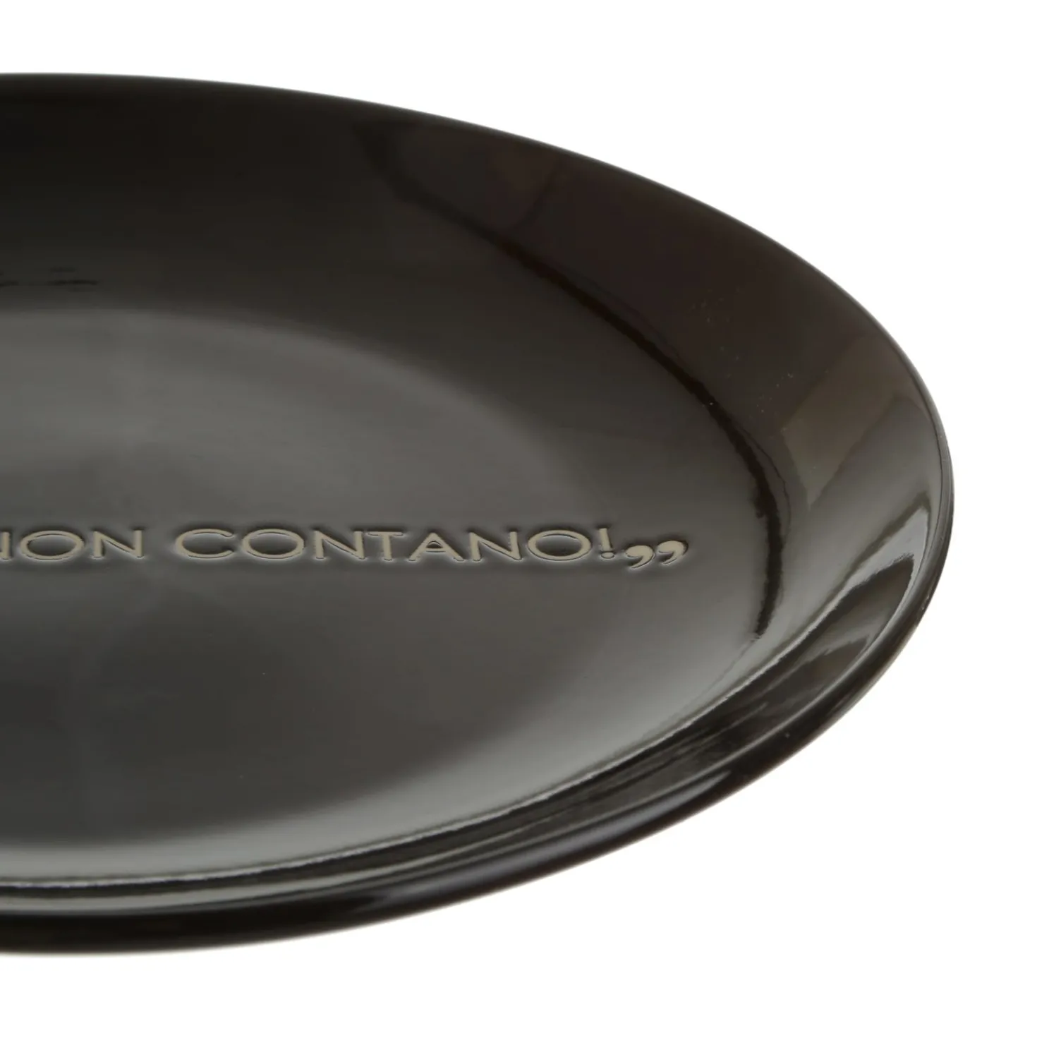 Piatto frutta nero con scritta 19,5 cm in stoneware