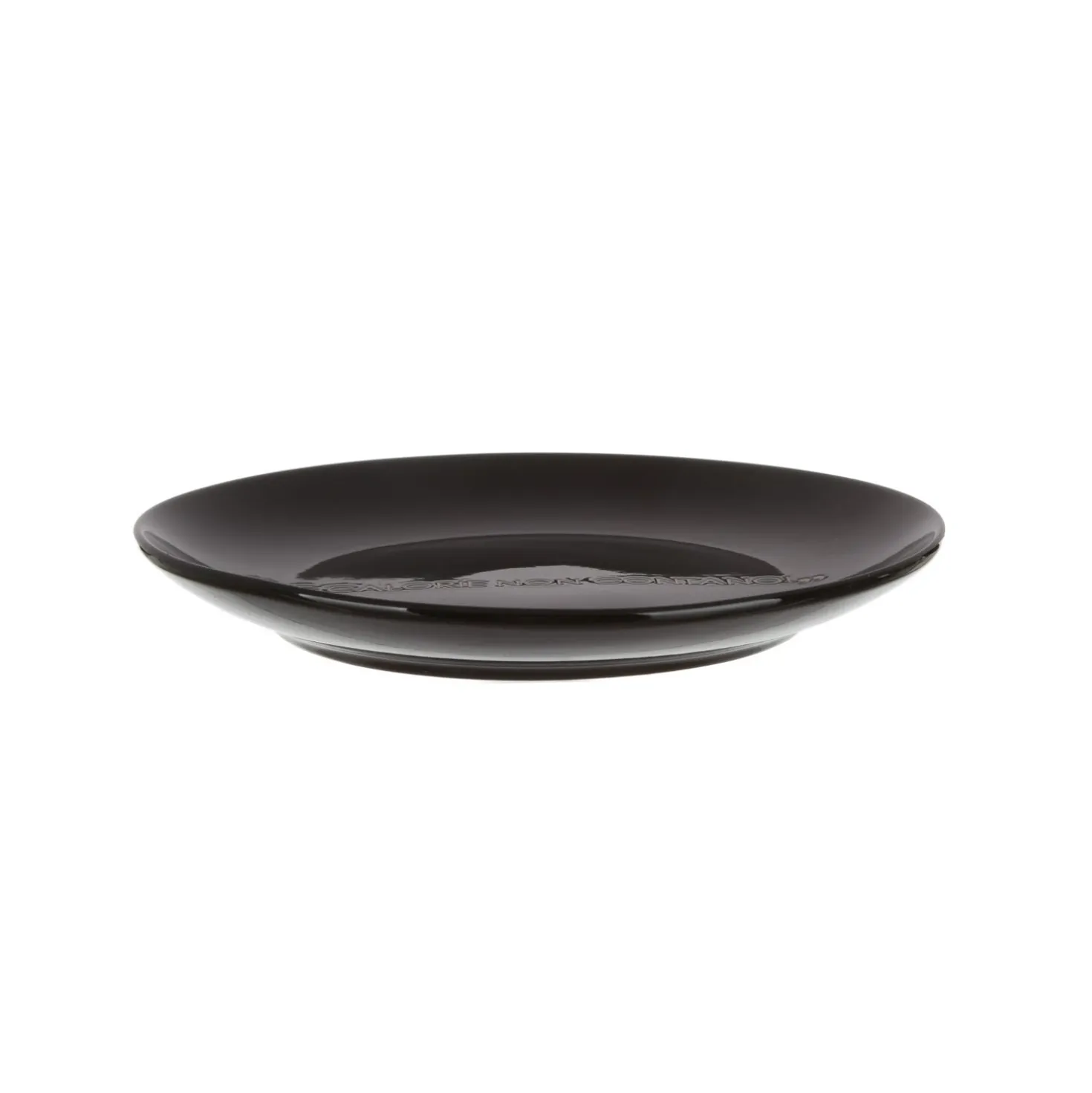 Piatto frutta nero con scritta 19,5 cm in stoneware
