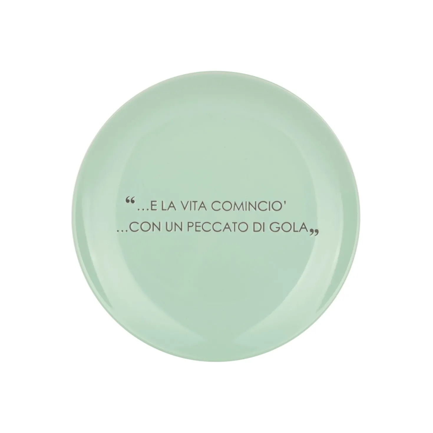 Piatto frutta salvia con scritta 19,5 cm in stoneware