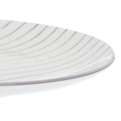 Piatto piano bianco righe grigie porcellana Mix e Match