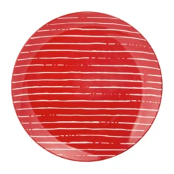 Piatto piano rosso righe bianche porcellana Mix e Match