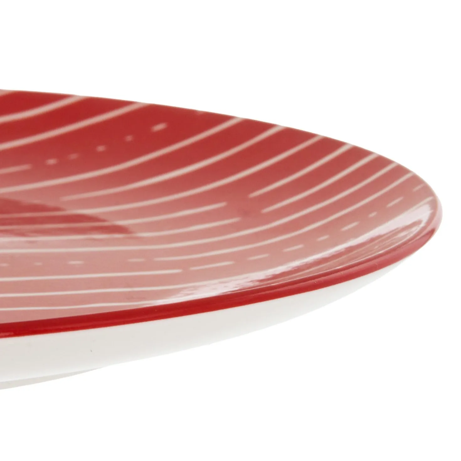 Piatto piano rosso righe bianche porcellana Mix e Match