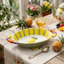 Piatto portata con manici ananas Florafruit ceramica