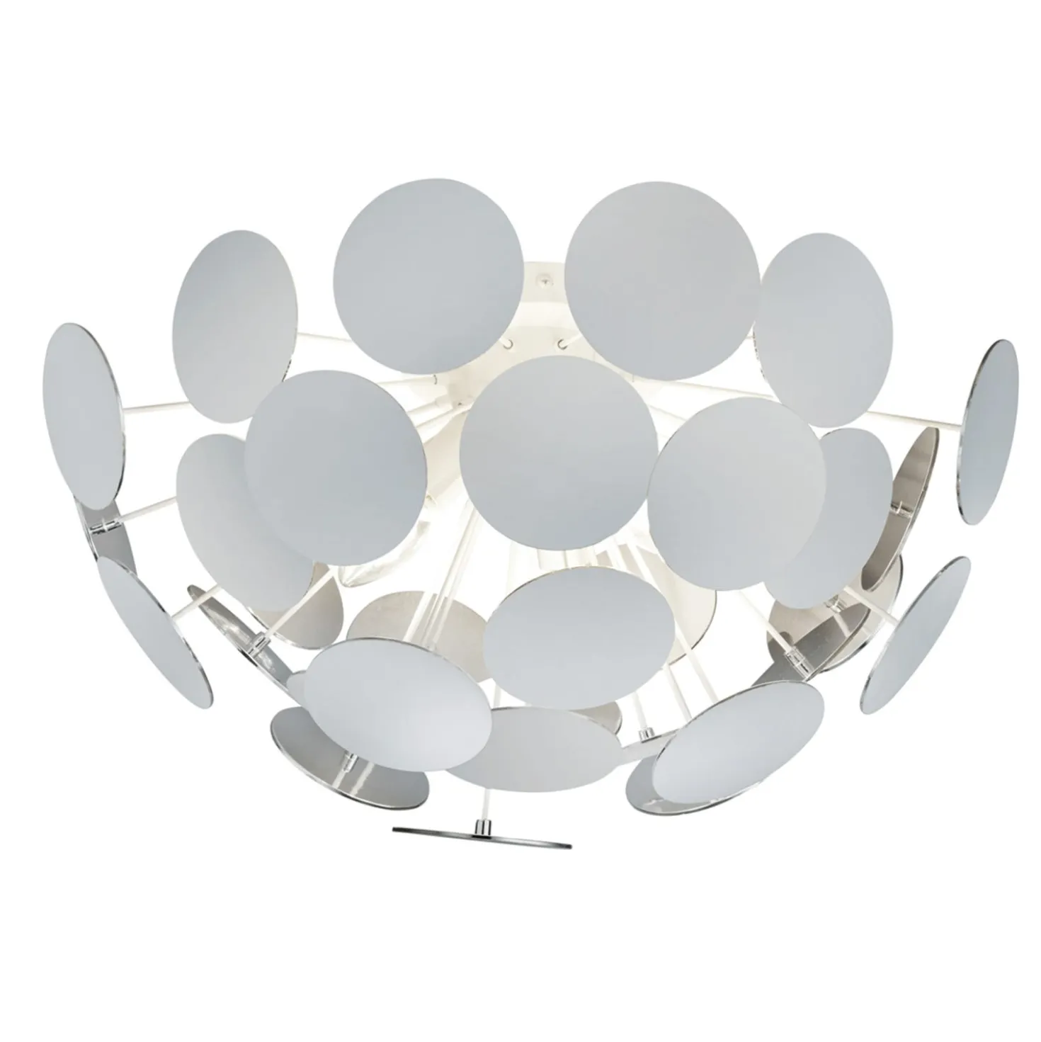 Plafoniera bianco e argento Discalgo Trio