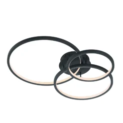 Plafoniera LED 3 anelli antracite Aaron Trio