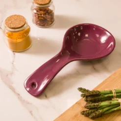 Poggiamestolo Floral viola ceramica stoneware