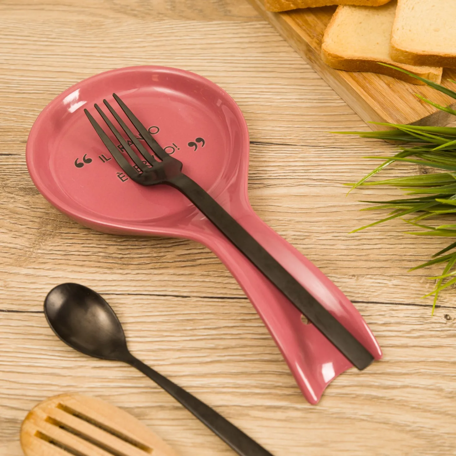 Poggiamestolo malva con scritta 22 cm