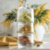Porta dolci in vetro 3 piani con coperchio