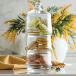 Porta dolci in vetro 3 piani con coperchio