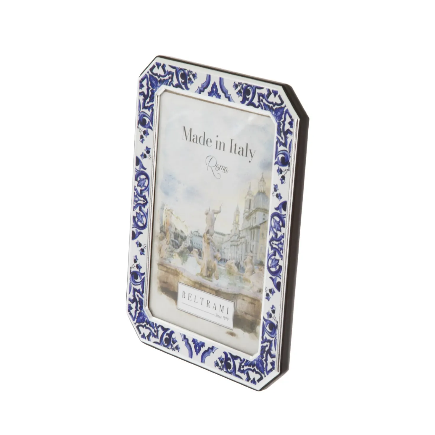 Portafoto 10x15 cm ottogonale Maiolica blu Beltrami