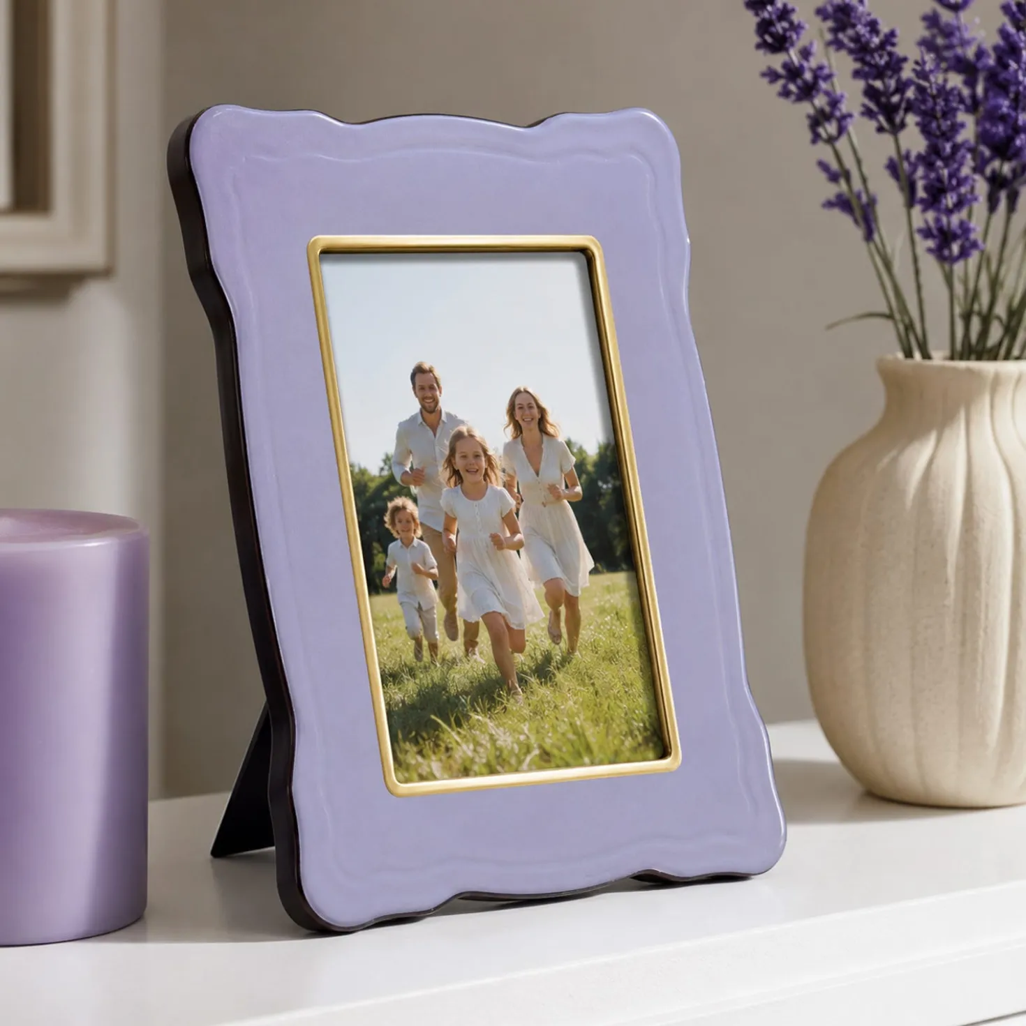 Portafoto 10x15 cm Summer legno azzurro oro