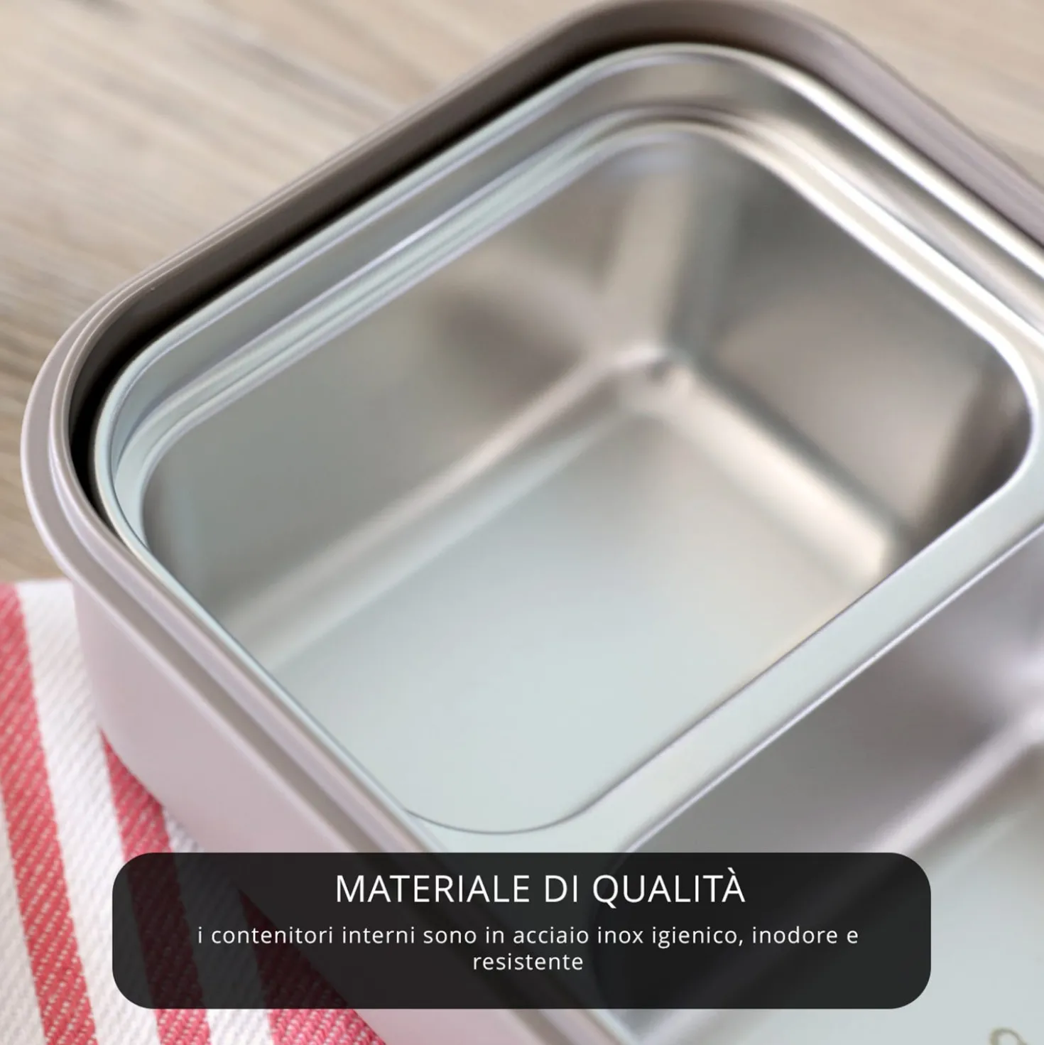 Porta pranzo con divisorio e posate Clicks marrone
