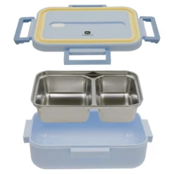 Porta pranzo contenitore acciaio con divisorio 730 ml azzurro
