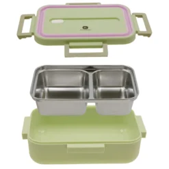 Porta pranzo contenitore acciaio con divisorio 730 ml verde