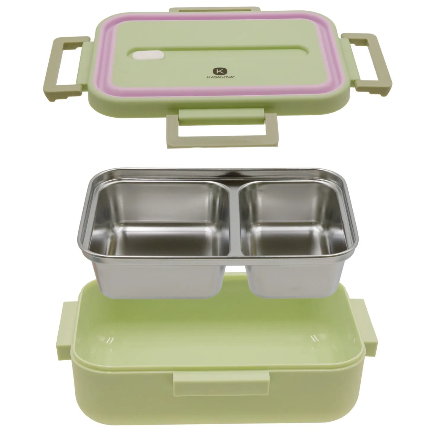 Porta pranzo contenitore acciaio con divisorio 730 ml verde