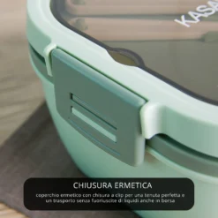 Porta pranzo quadrato 2 scomparti e posate Clicks verde