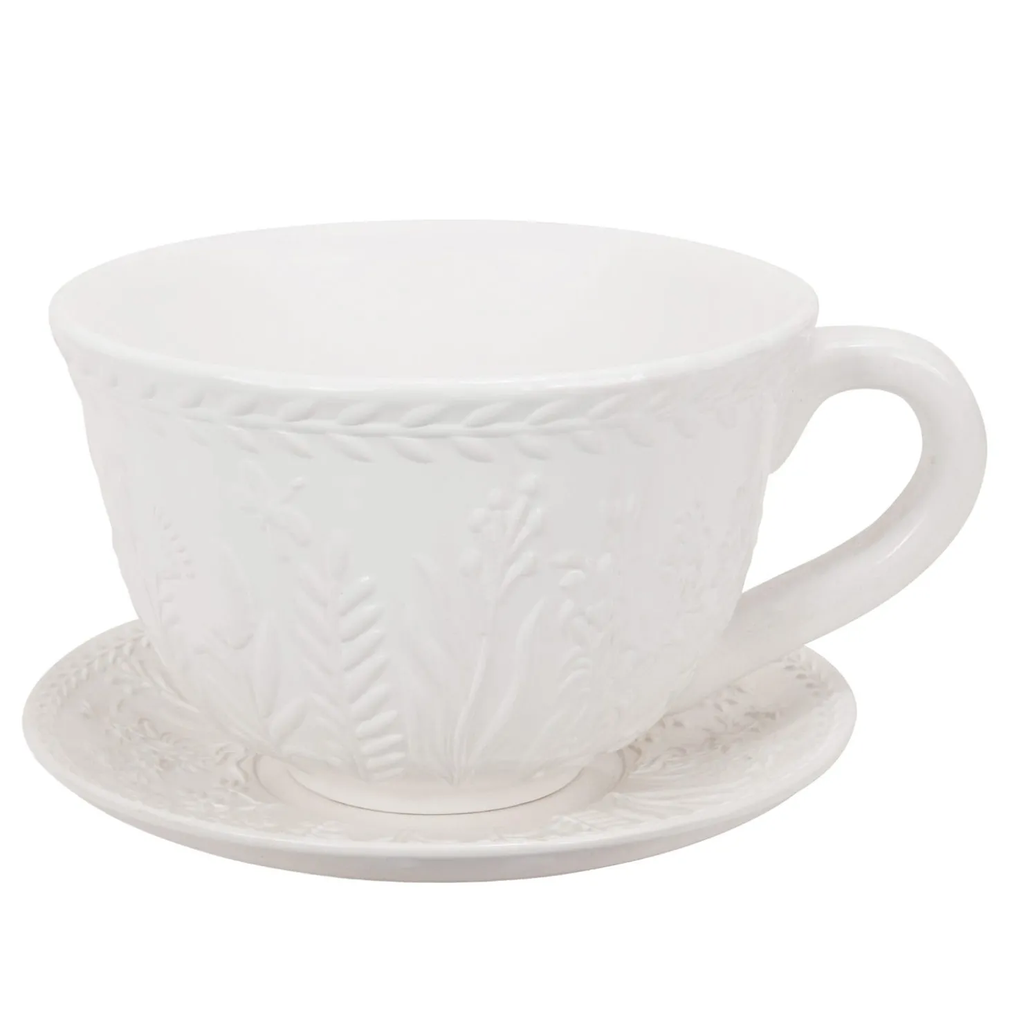 Portavaso bianco tazza in ceramica 28x22x14,5 cm