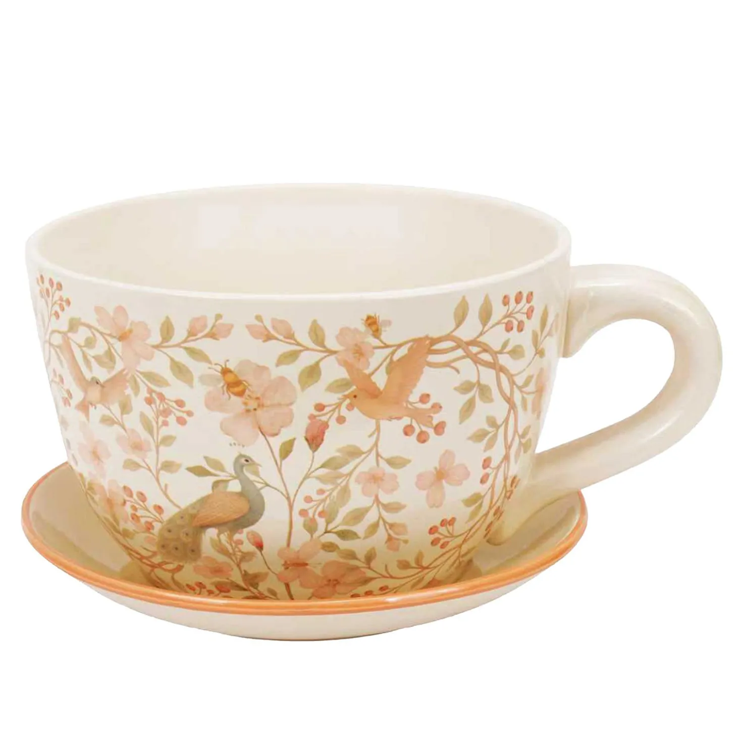 Portavaso tazza natura in ceramica 29,5x22,5x14,8 cm