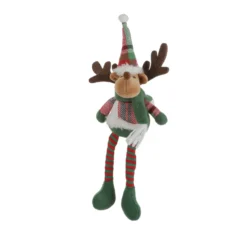 Renna Natale gambemolli 30 cm tartan verde