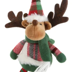 Renna Natale gambemolli 30 cm tartan verde