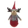 Renna natalizia fermaporta 90 cm, con cappello rosso