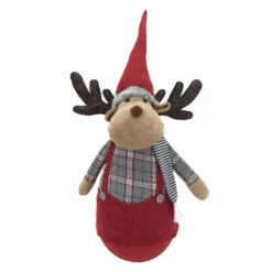 Renna natalizia fermaporta 90 cm, con cappello rosso