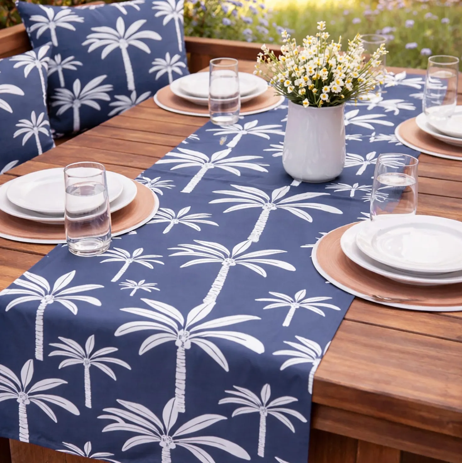 Runner da esterno 40x130 cm palme blu