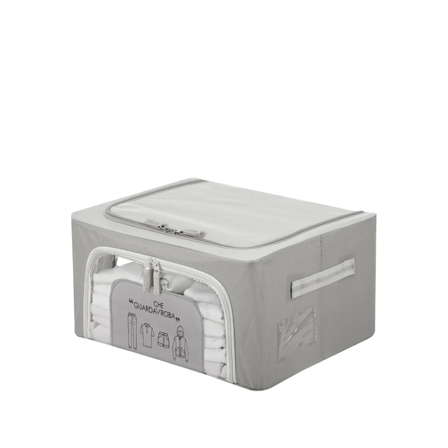 Scatola armadio 40x20x30 cm doppia cerniera e scritta grigio
