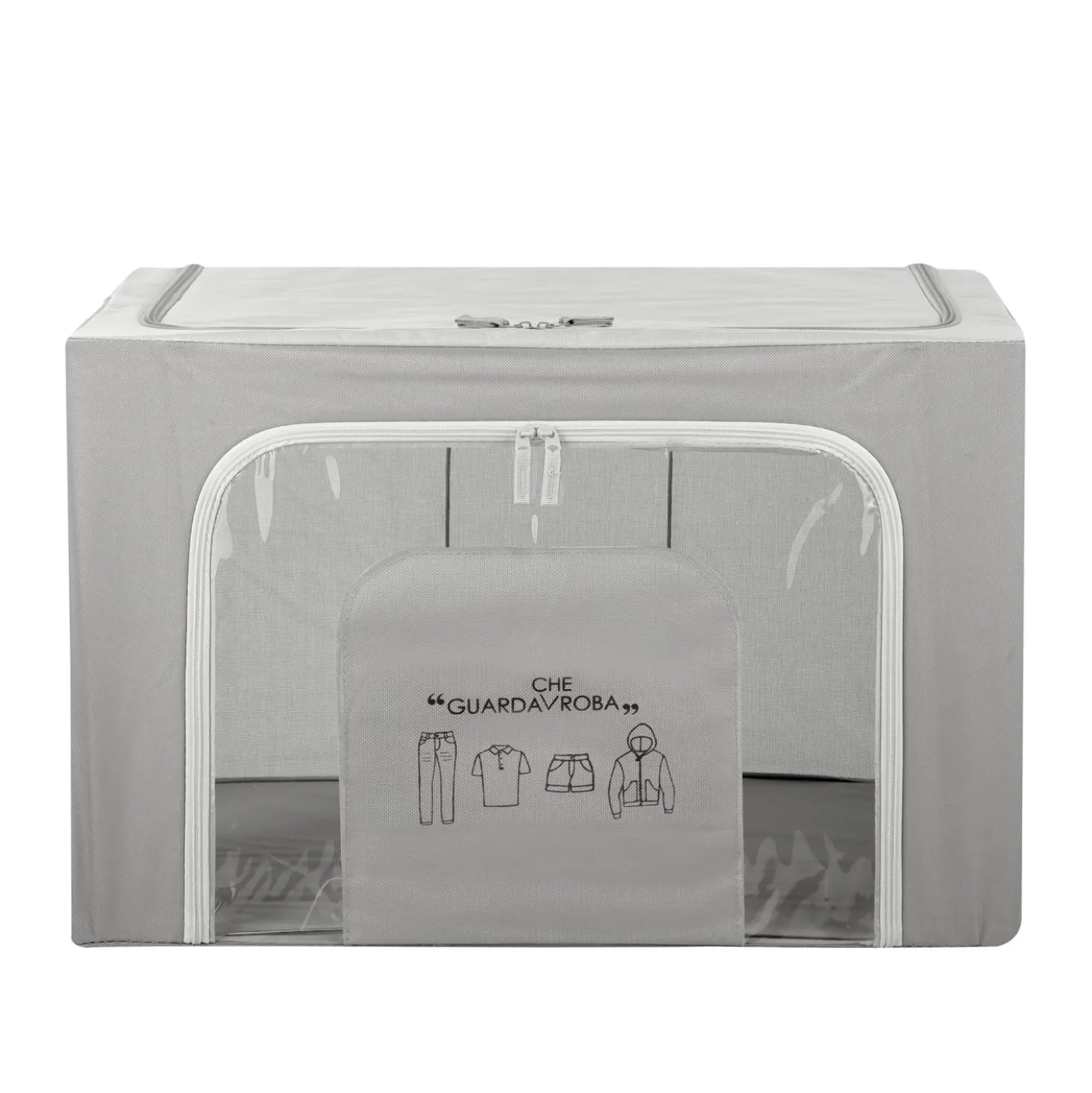 Scatola armadio 62x44x40 cm doppia cerniera e scritta grigio