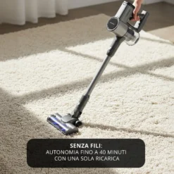 Scopa ciclonica senza fili 250 W argento